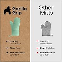 Vista 32 de GORILLA GRIP - Juego de guantes de horno de silicona suave sin BPA, guantes de cocina resistentes al calor e impermeables, forro de algodón grueso