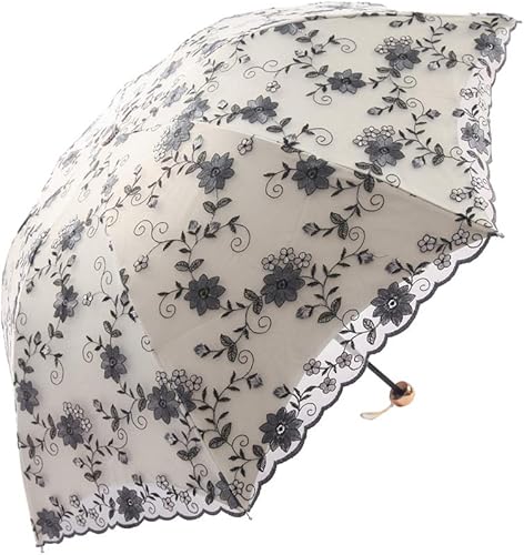 Honeystore - Sombrilla decorativa con diseño de flores y flores de encaje