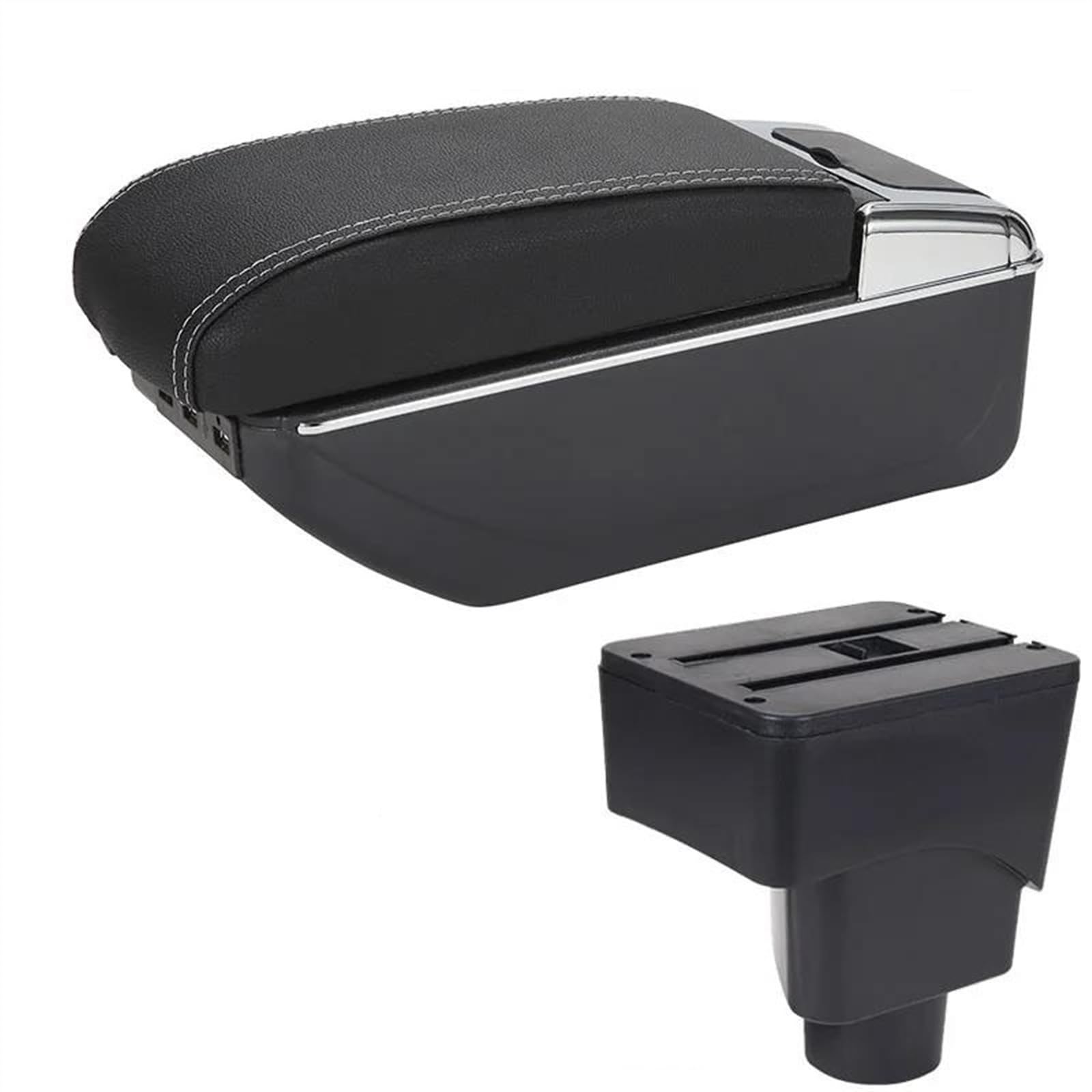 NOHEEU Car Armrest Box Interior Details Retrofit Accessories Center Storage Console For EcoSport 2013-2018(A3 Black white 7USB)