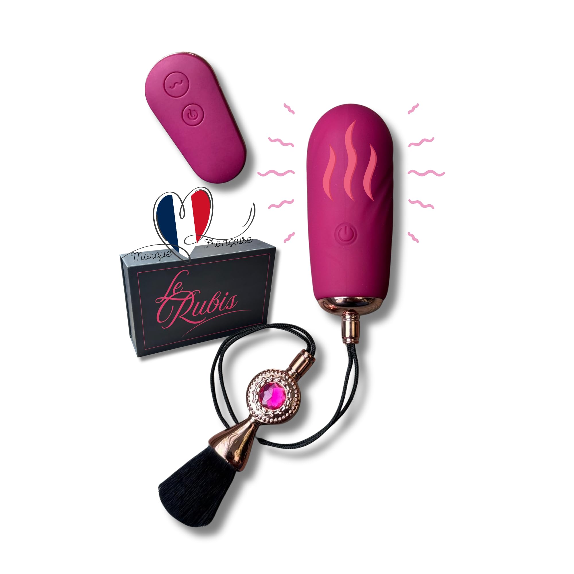 Le Rubis – Œuf Vibrant Femme à Distance | Vibro Télécommande | 12 Modes & Fonction Chauffante | Silicone Médical Étanche | Unlimited Pleasure Secret