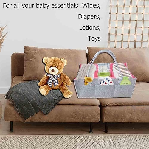 Miniatura 4 de TOFOAN Organizador de pañales para bebé con insertos extraíbles, cesta de fieltro grueso, organizador de bolsas de pañales para bebé con divisores,