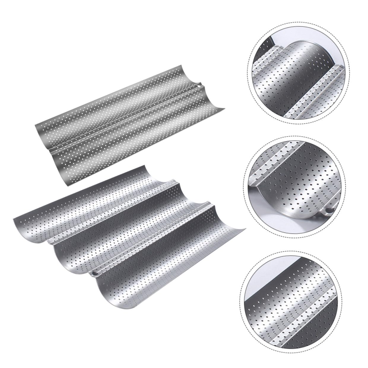 Gadpiparty Molde Superficie Lisa y Fácil de Limpiar 2 Piezas para Pan Francés de Acero Inoxidable Bandeja para Horno Adecuado para Cocina en Casa y Repostería