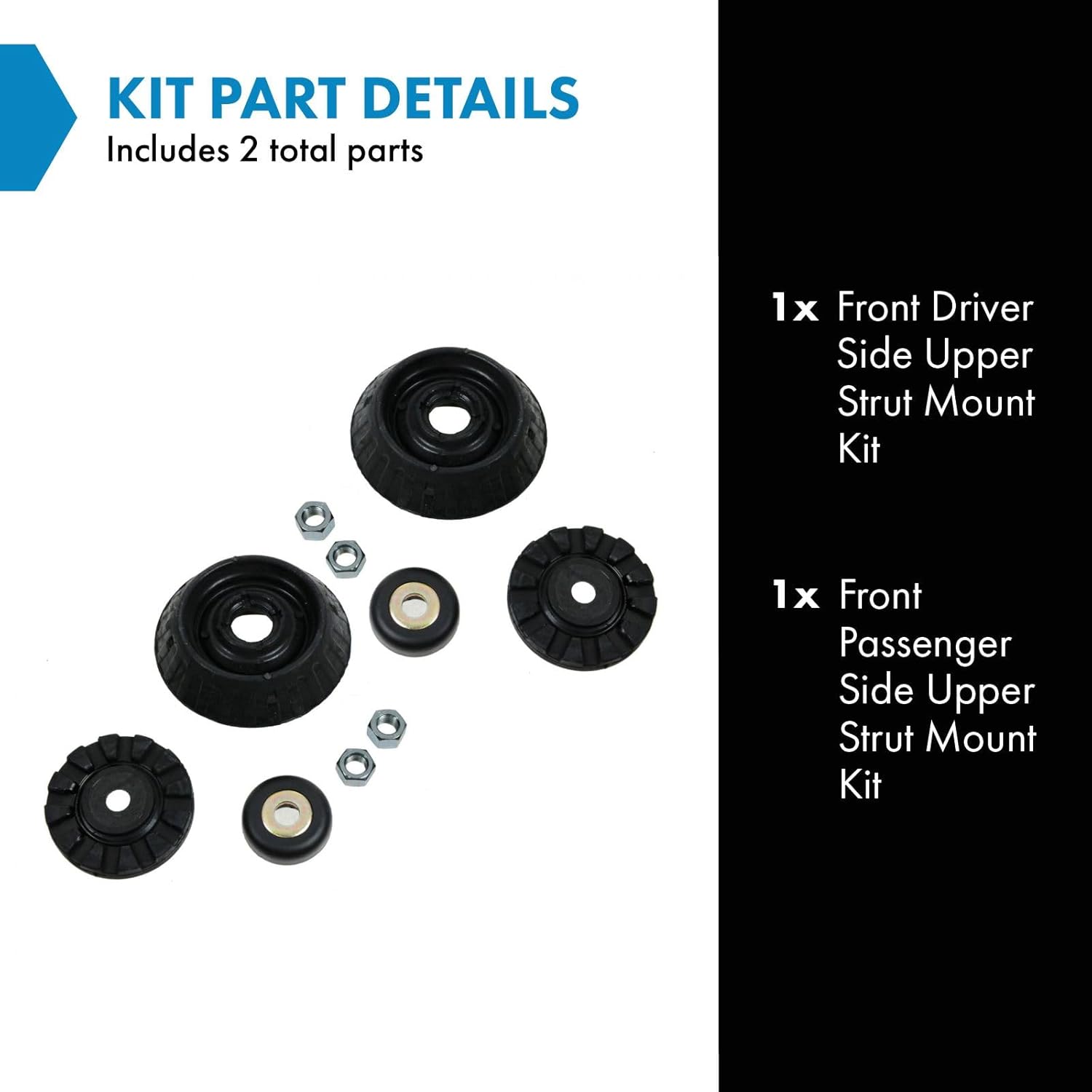 TRQ Front Upper Strut Mount Kit Compatible with 2011-2016 Honda CR-Z 2007-2019 Fit 2016-2020 HR-V 2010-2014 Insight
