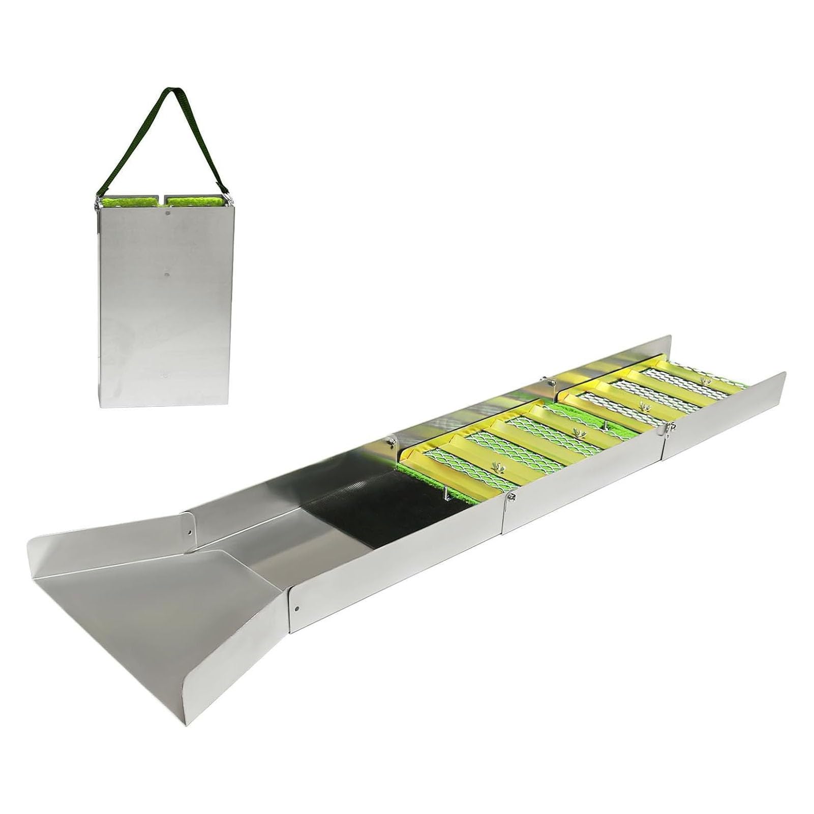 Fabater Składana śluza ze Stopu Aluminium 50 Cali 127 Cm Sprzęt do Wydobycia Złota dla Rzek Strumieni Zestaw do Płukania Złota z Rękawiczkami i Akcesoriami
