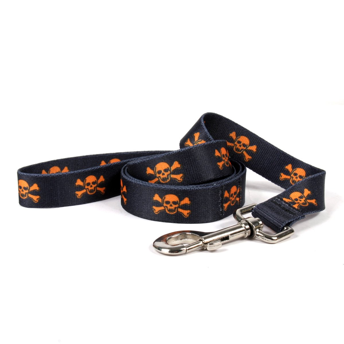 Yellow Dog Design Standard Lead, Orange Skulls 3/4" x 60" (5 ft.)