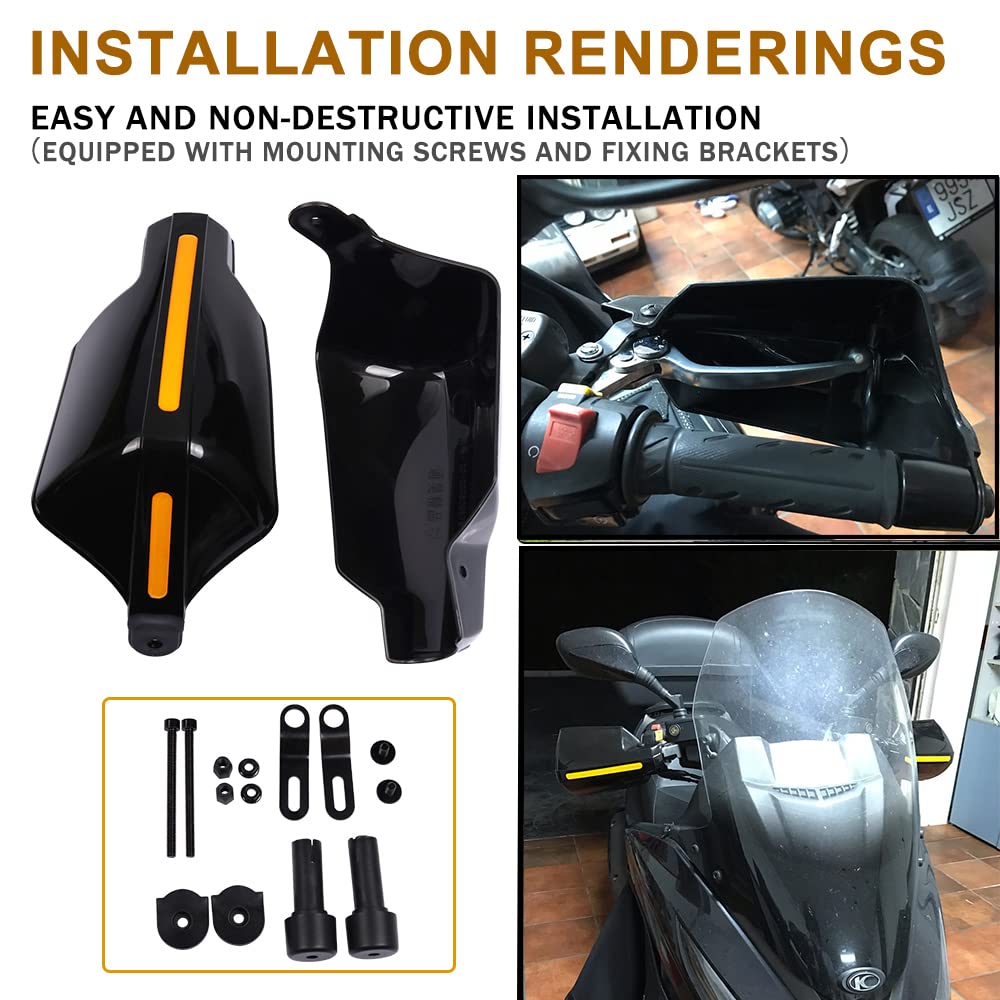 TPARIS Moto Protectores de Mano, para Kymco Super Dink 300 300i 125 XTown Grand G Dink 300 Motocicleta Protectores Parabrisas Protección de Manos Guardamanos Agarre Manillar Escudo,Black Style