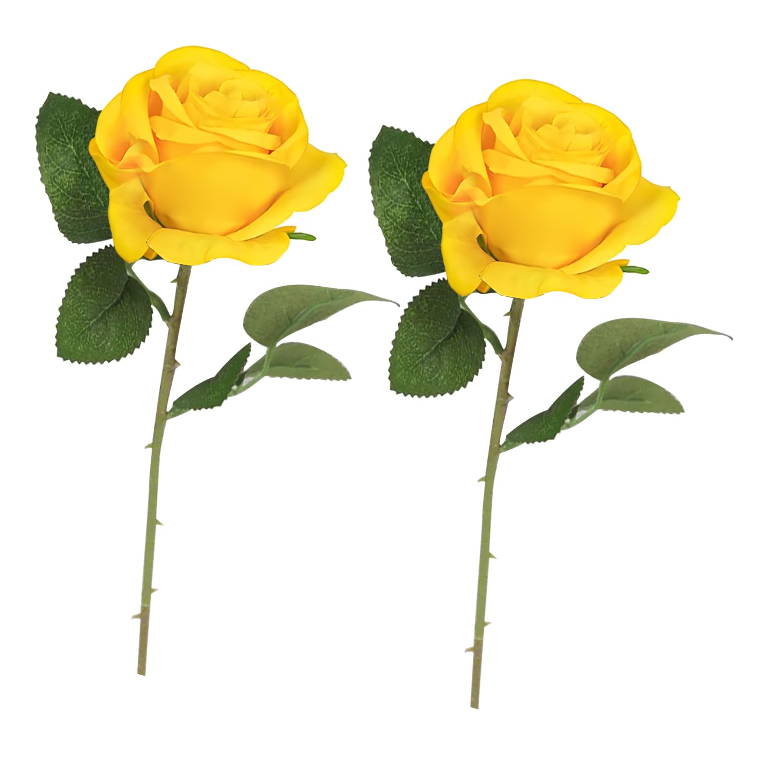 2 Pcs Artificial Roses, Yellow Roses, Artificial Plant, Desktop Ornament, for Wedding Home Party Office Decor, Table Centerpieces, DIY Floral Arrangements