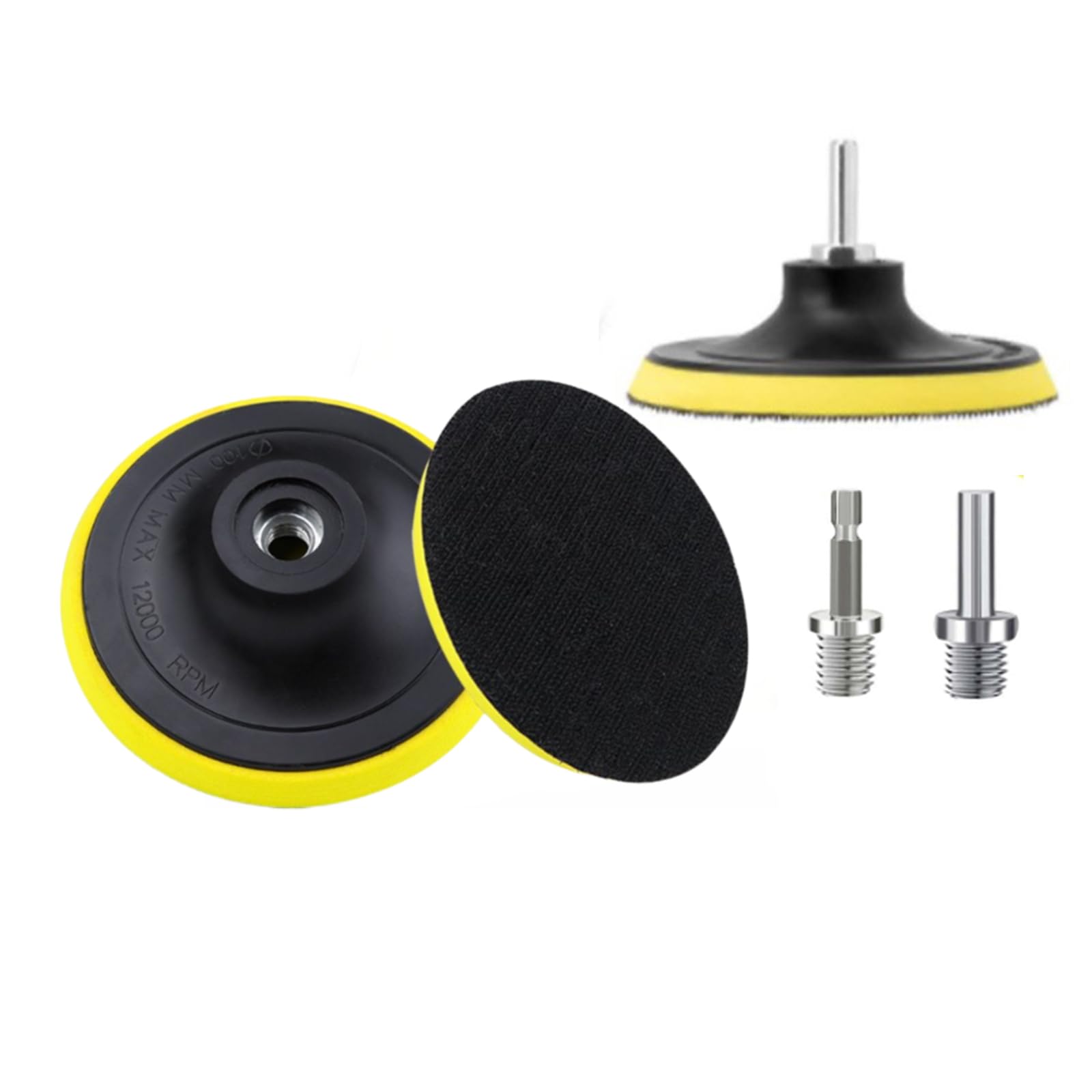 HOTCKB 3 Pcs 4 Inch Sanding Disc Backing Pad 100mm Replacement Pad Hook & Loop Base with M14 Threads Drill Attachment for Sand Disc
