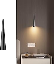 K-Bright Pendant Light Cone-Shaped, LED Pendant Lamp with 5 W GU10 Bulb, Pendant Light Height Adjustable Pendant Lamp for Kitchen, Bedside, Dining Table, Living Room, Warm White 3000 K, 31.5 cm, Black
