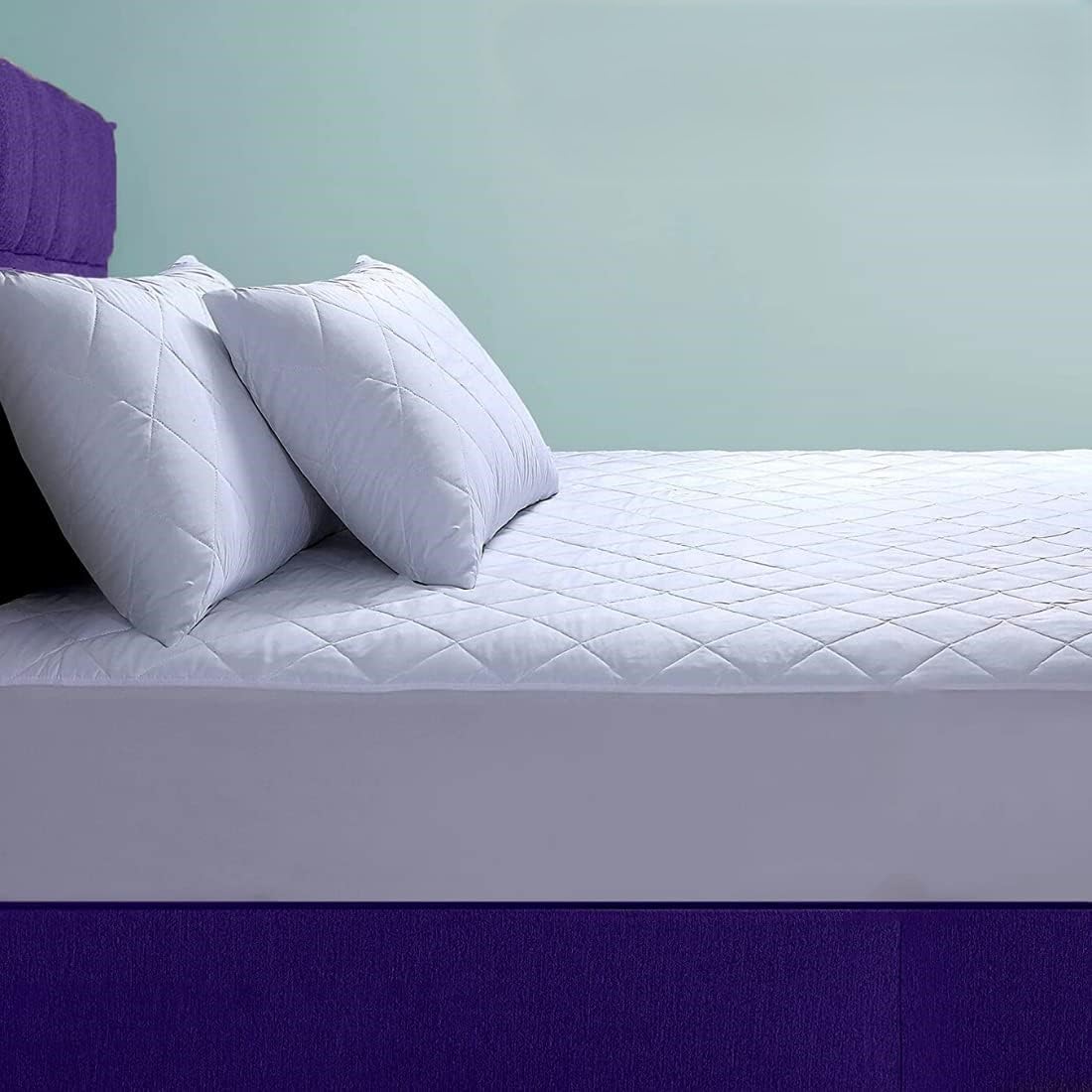 Bloom Blends White Luxury Quilted Extra Deep Mattress Protector – Elasticated Skirt, Hotel Quality, Hypoallergenic, Ultra-Soft & Machine Washable, Noiseless Protection (, Pair Of Quilted Pillow Protectors)