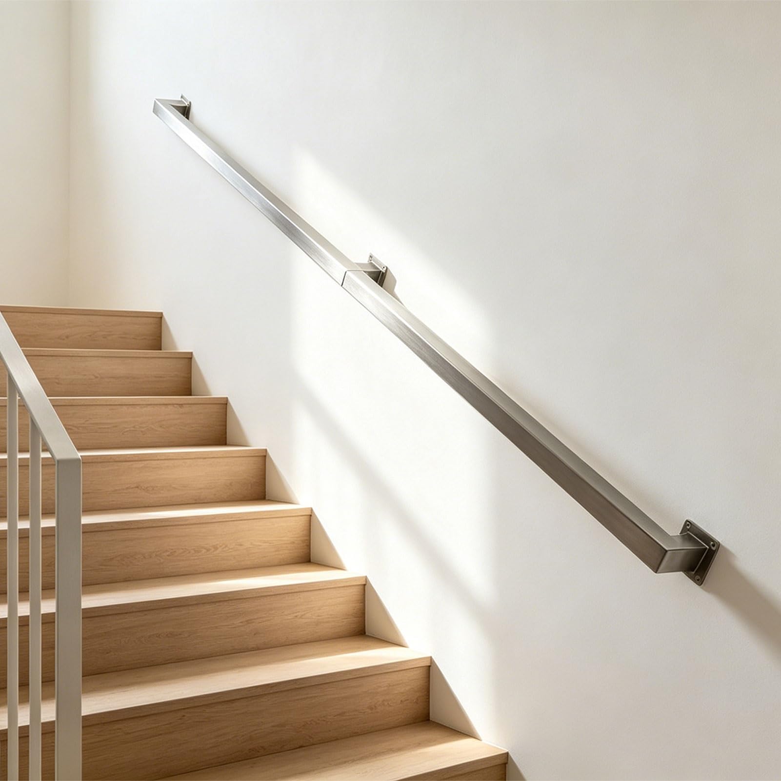 Modern Staircase Handrail，Stairs Banister Hand Rails for Indoor Outdoor Steps，Stainless Steel Stair Railing Wall Mount Safety Grab Bar for Loft Villa Decorations(11.5ft/350cm)