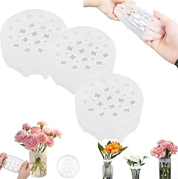 3PCS Blossom Grid Silicone Flower Arrangement, 2026 New Flexible Floral Stem Holder for Vases, Water Proof & Reusable Flower Grid for DIY Arrangements Weddings and Home Decor