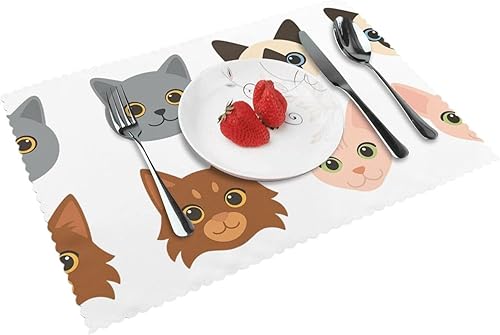 Miniatura 12 de Juego de 4 manteles individuales rectangulares, resistentes al calor, 4 manteles individuales impresos para cocina y comedor Caramelo 4,Bright