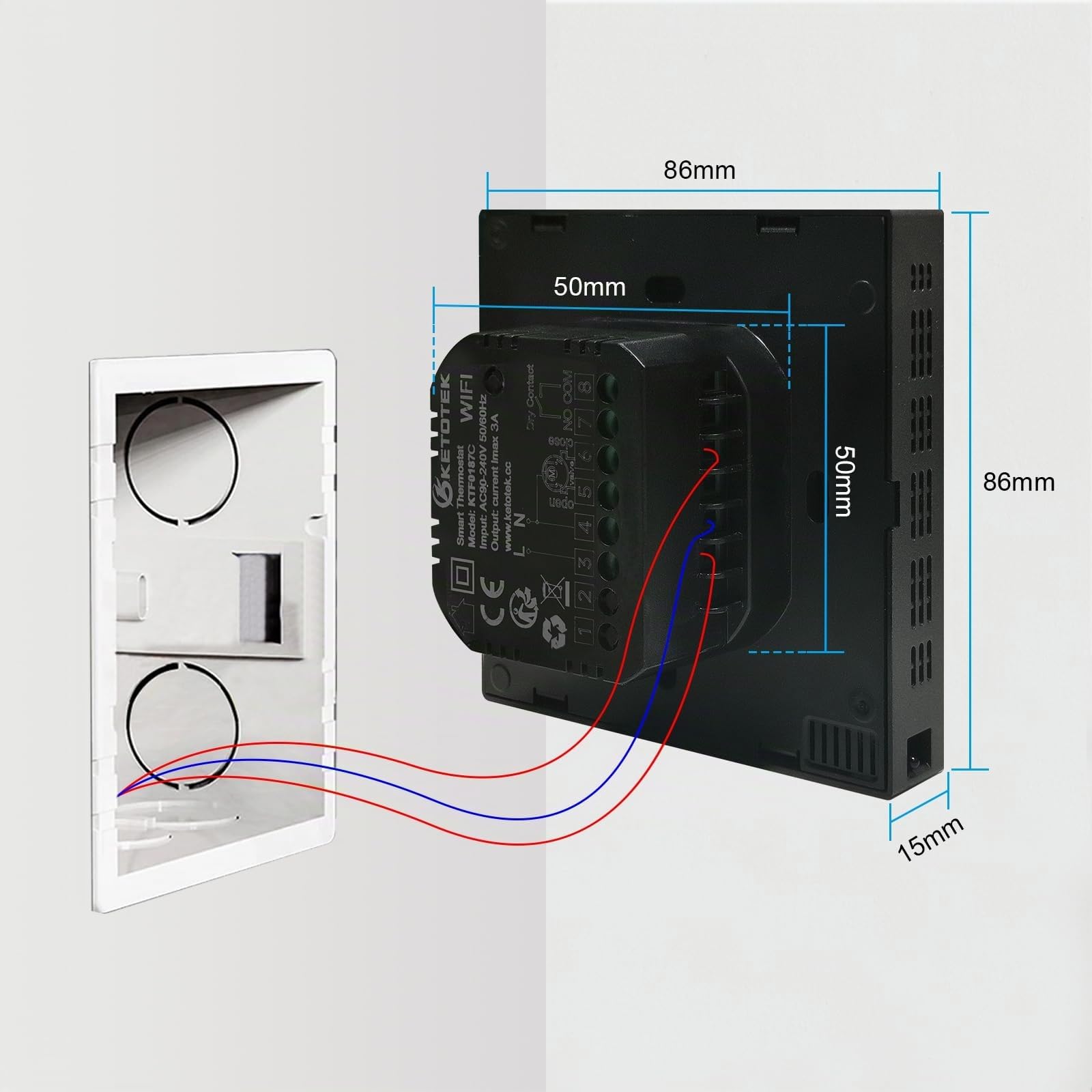 KETOTEK Termostato WiFi 3A para calefacción de agua y caldera de gas, termostato programable inteligente compatible con Alexa, Smart Life/Tuya App