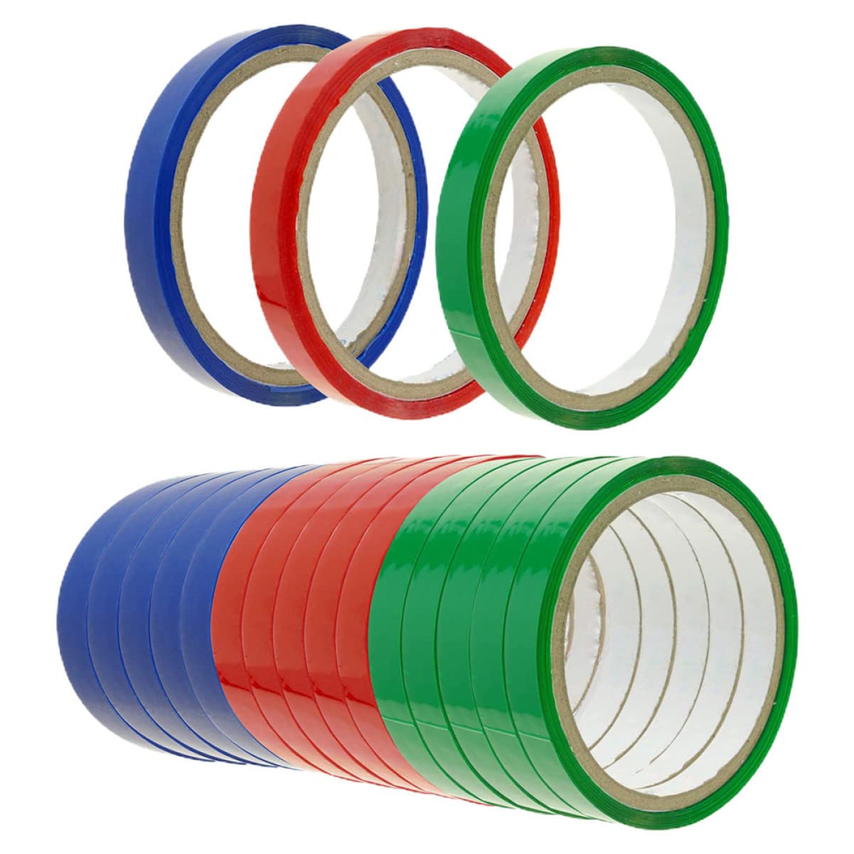 18 Rolls 12Mm Poly Bag Sealing Tape Set with Strong Synthetic Adhesive for Food Storage Packaging in Red Blue Green Colours