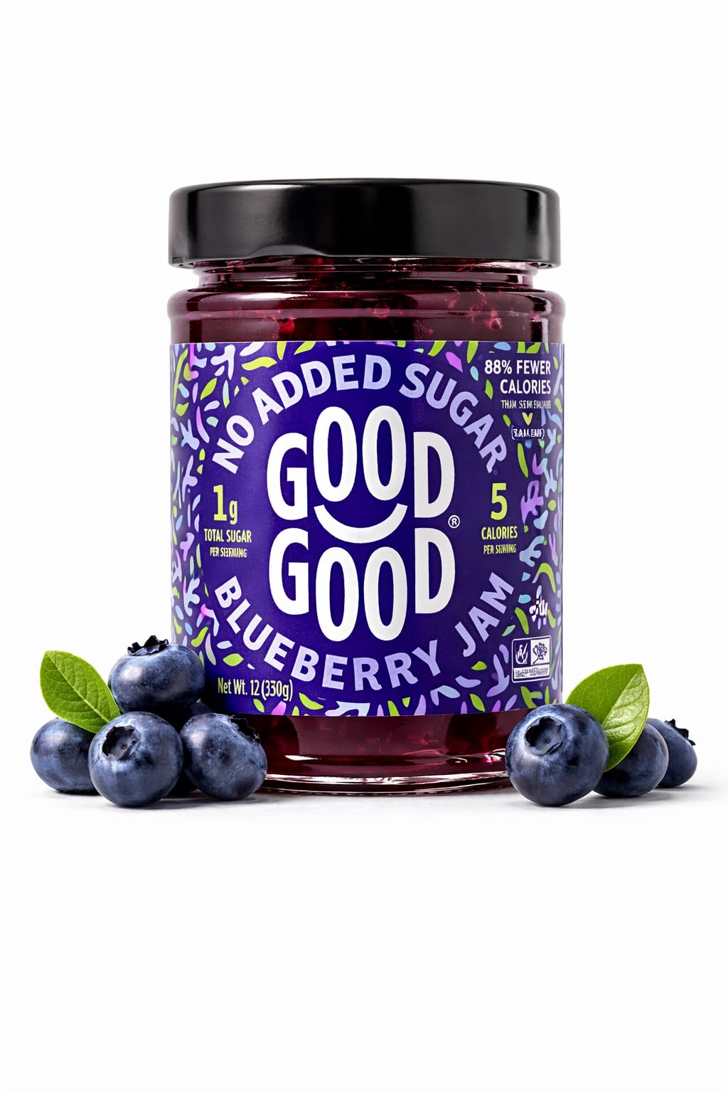 Sweet Blueberry Jam - 12 oz / 330 g - Keto Friendly - No Added Sugar Blueberry Jam - Vegan - Gluten Free - Diabetic - Jam with Stevia - Blueberry