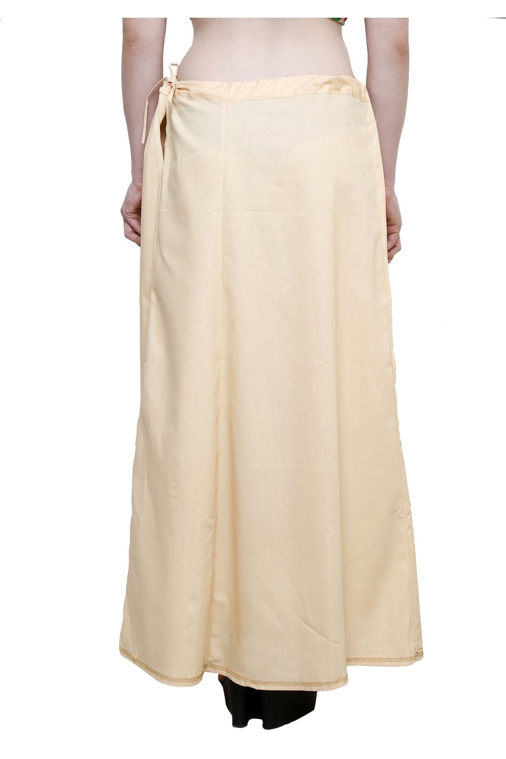 Pistaa's Women's Cotton Light Beige Colour Readymade Inskirt Saree Petticoats - Image 4 thumbnail