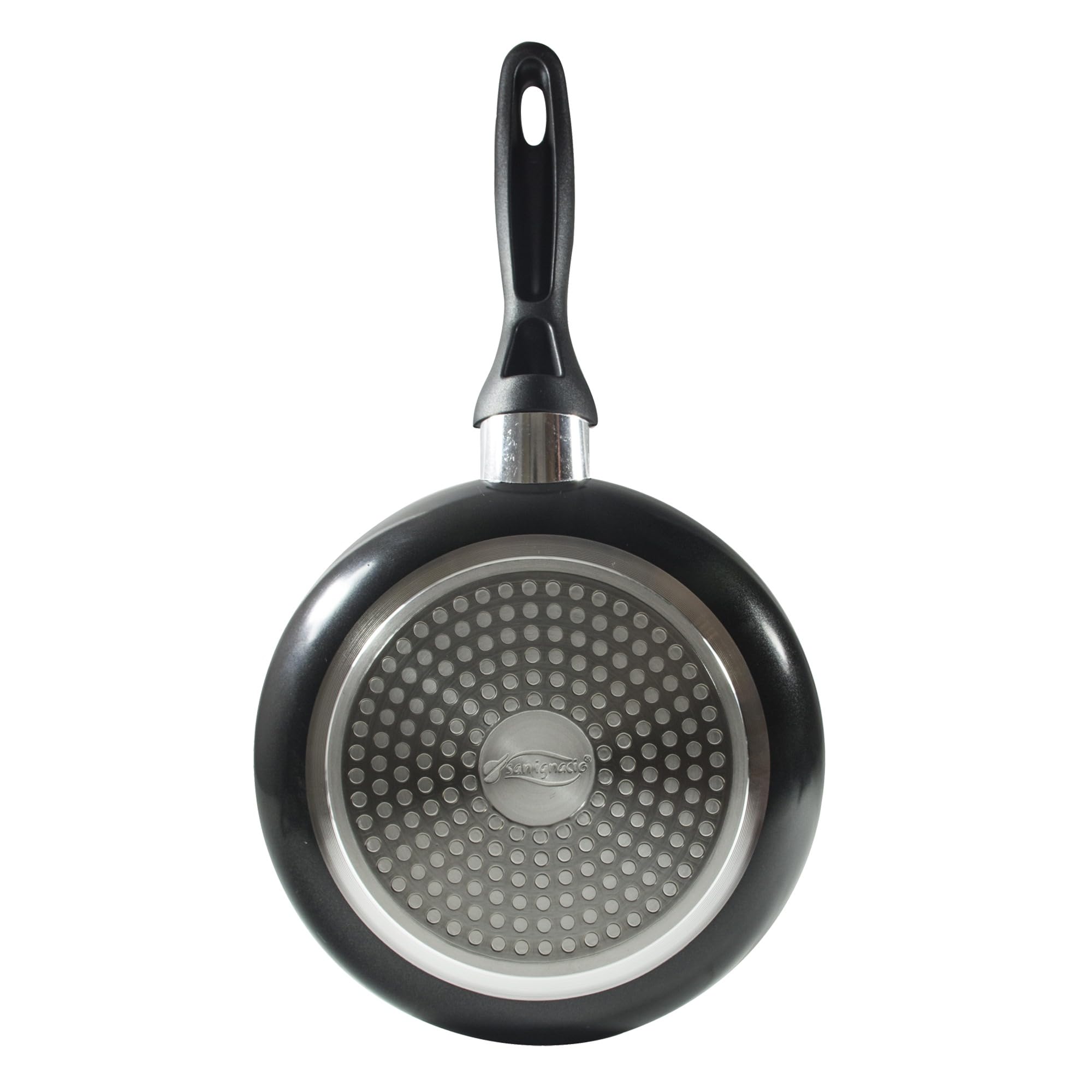 San Ignacio - Cocina - Batería 7 piezas Faro y Set 3 sartenes Ø16/Ø20/Ø24 cm, aluminio prensado, antiadherente, inducción, Negro