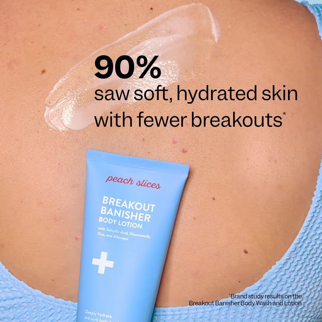Peach Slices - Breakout Banisher Body Lotion (6.34 oz) - 1% Salicylic Acid & Glycolic Acid - Clear & Prevent Body Breakouts - Niacinamide, Aloe, Rice - Vegan, Cruelty Free, Korean Skin Care & Beauty - Image 6