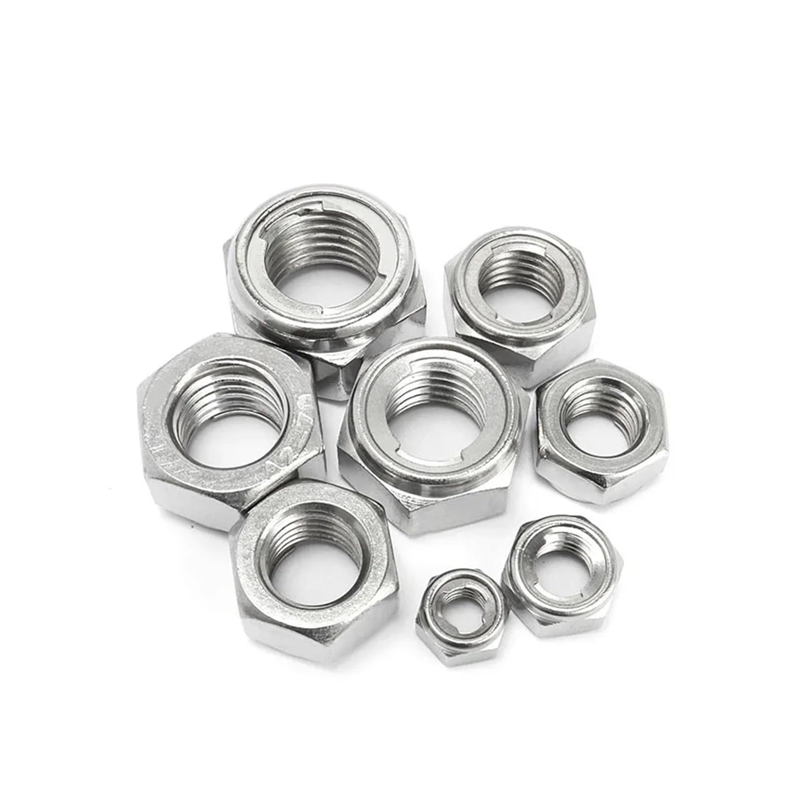 1/10 Piezas M3 M4 M5 M6 M8 M10 M12 M14 M16 M20 Tuerca de Seguridad de Metal Tuerca autoblocante de Acero Inoxidable 304 Tuerca Hexagonal de Seguridad(10Pcs,M16)