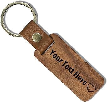 Custom Wooden Keychain Blanks with Leather Strap Engraved Drive Safe Keychain for Husband Fathers Day Gift