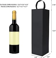 Vista 2 de RYDDOY Caja de regalo de vino, 12.8 x 3.7 x 3.7 pulgadas, cajas de botellas de vino negro con asa para licor y champán, cierre magnético, caja