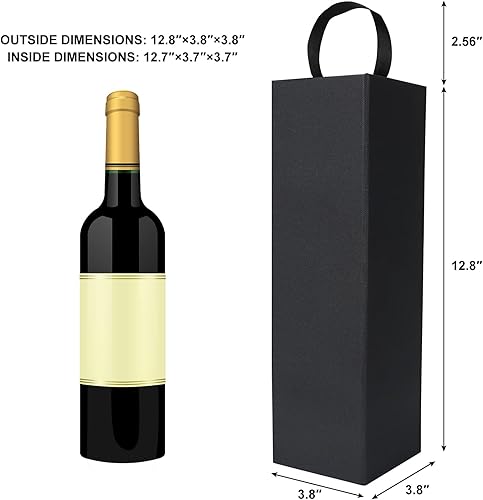 Miniatura 2 de RYDDOY Paquete de 5 cajas de regalo de vino 128 x 37 x 37 pulgadas cajas de botellas de vino negro con asa para licor y champán cierre magnético