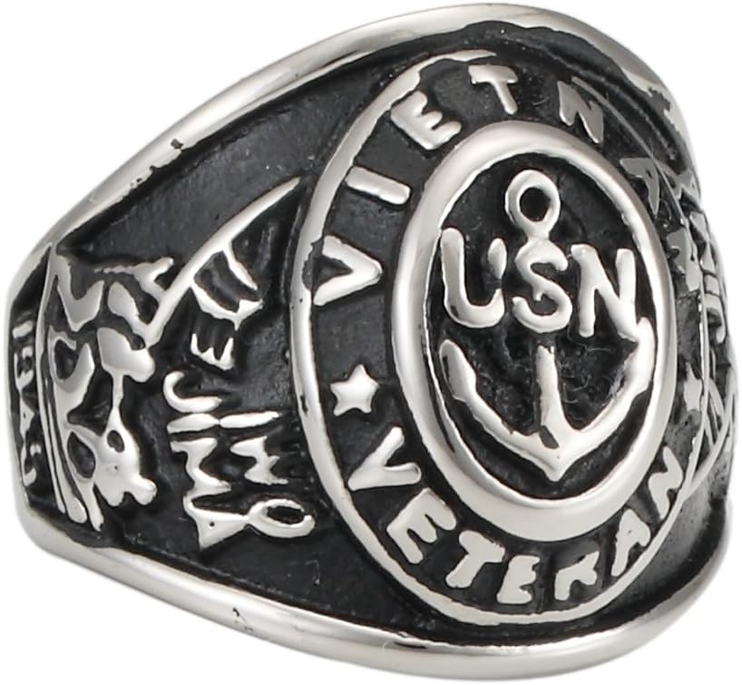 War Veteran Jewelry Military Rings for Army, Navy, USN Anchor Gold Ring for Men Jewelry Gift
