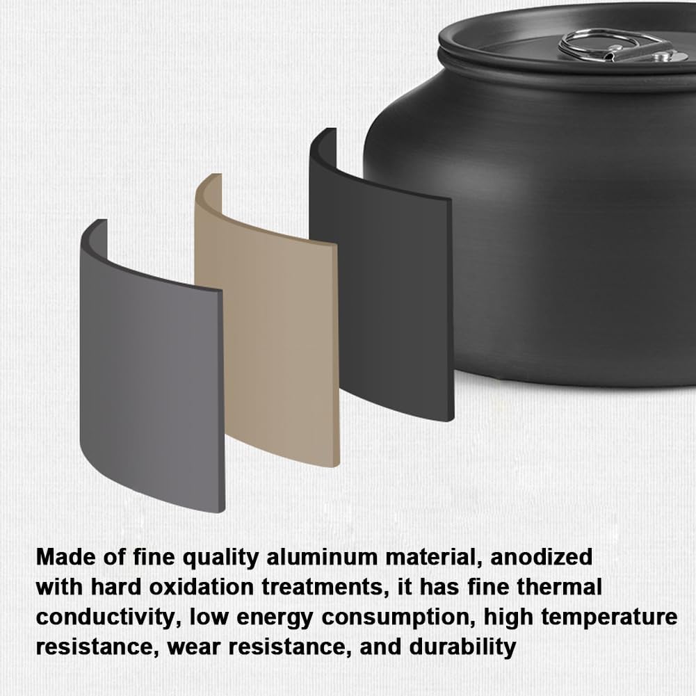 Camping Kettle, Outdoor Camping Kettle, Portable Camping Coffee Pot, Aluminum Camping Tea Kettle, Lightweight Teapot Coffee Pot for Stove Top, Outdoor, Hiking, Camping, Picnic (1.8L)