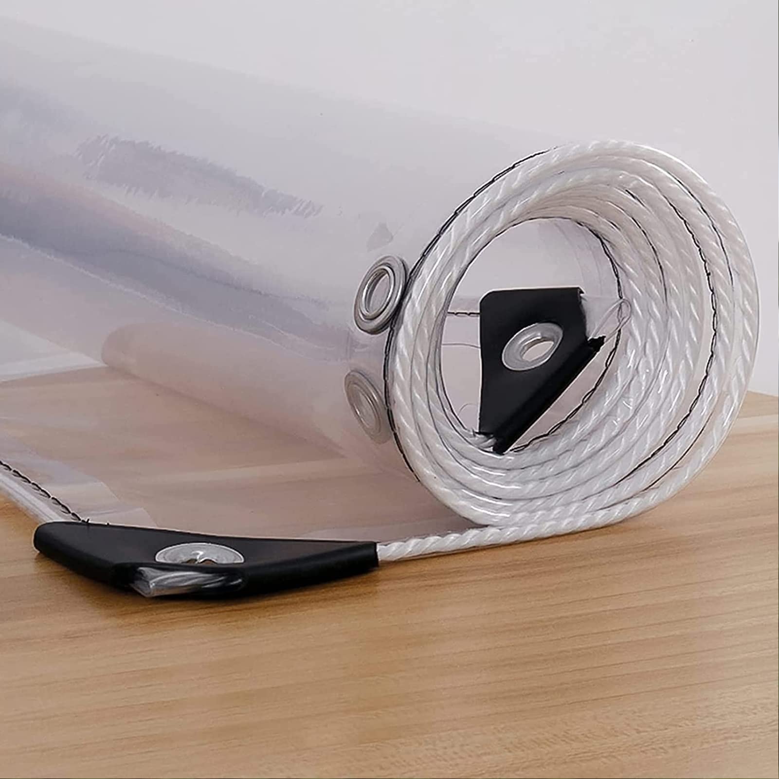 Lona de plástico transparente impermeable para evitar goteras en leña y maquinaria exterior