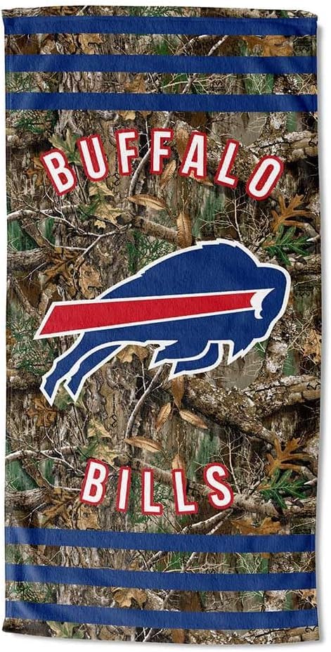 Image of Northwest NFL Buffalo Bills Unisex-Adult Beach Towel, 30 inch x 60 inch, Realtree Camo Stripes (Pack of 6)