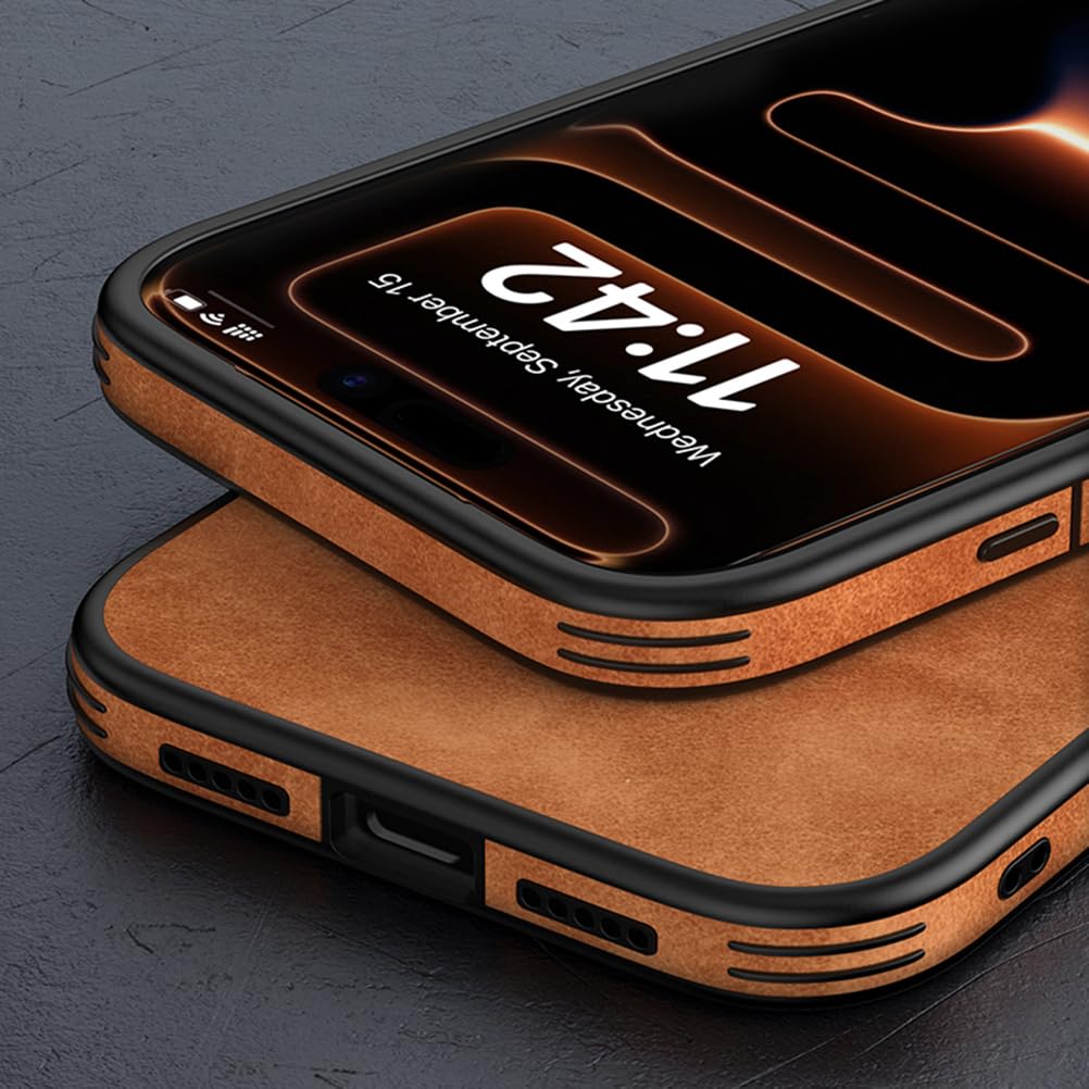 Dünne Hülle Für iPhone 17 Pro Max/17 Pro/Air/17, Mattes Veganes Leder Stoßschutz Handyhüllen Weichem Silikonrand rutschfeste Schutzhülle,Schwarz,17 Pro