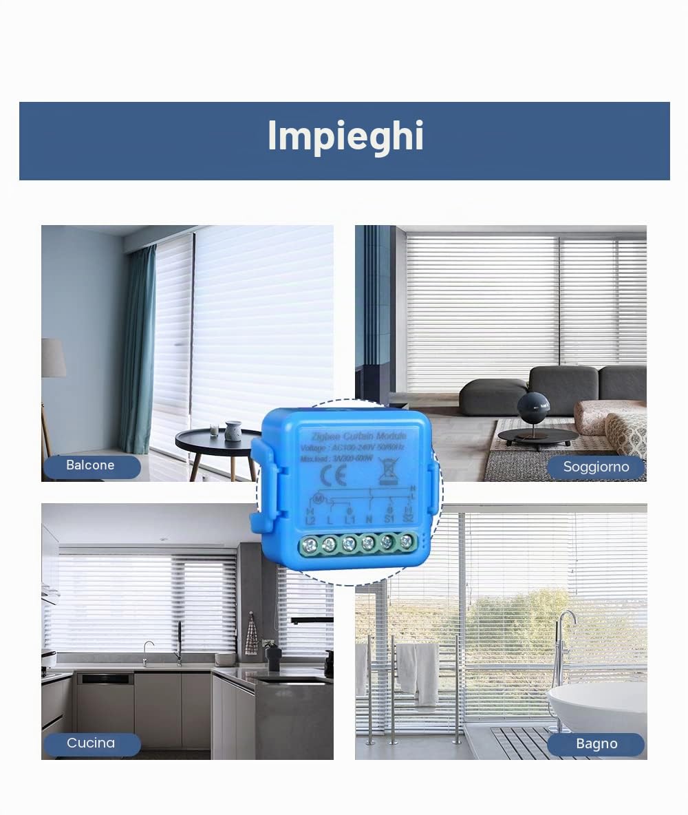 Yueyang Interruttore Tapparelle zigbee, Interruttore Tattile per Tapparelle Elettriche, Controllo Vocale con Alexa e Google Home, Controllo App Smart Life, Timer Switch 300W (Blu)