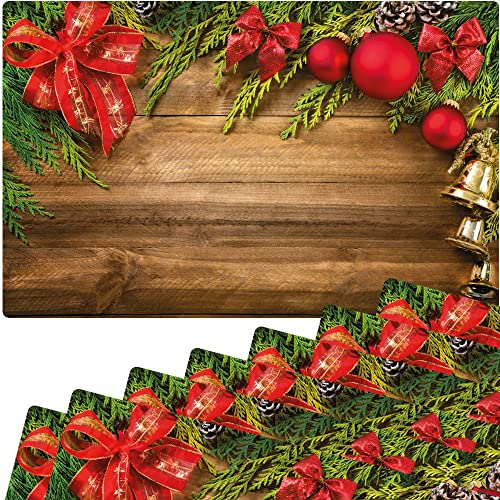 matches21 - Juego de 8 manteles individuales (43,5 x 28,5 cm), diseño de Navidad, color marrón y rojo Cover