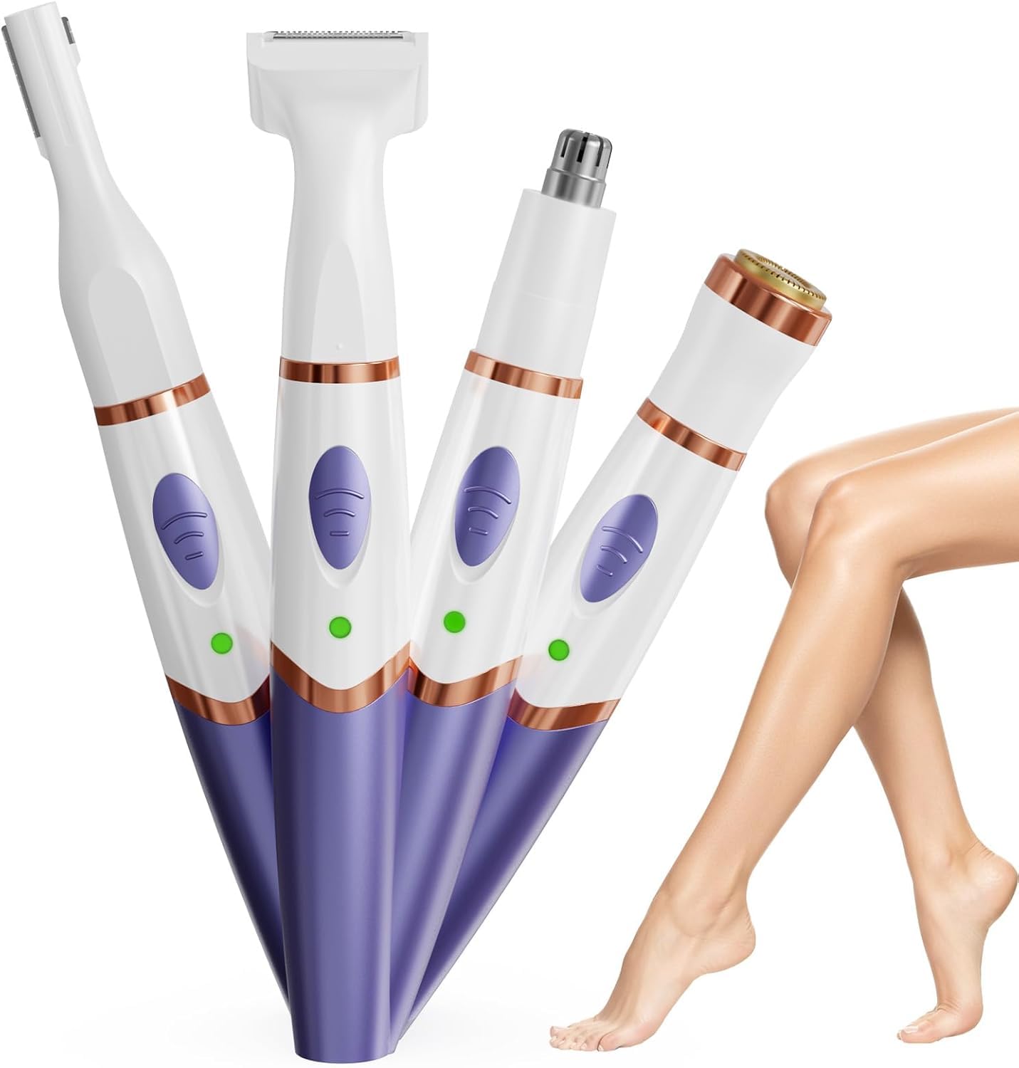 Rasoio Elettrico Donna, 4 in 1 Depilatore Corpo Donna Rasoio Parti Intime Depilatore Viso, Rasoio Intimo Rasoio Elettrico Corpo Epilatore Elettrico Capelli per Viso, Corpo