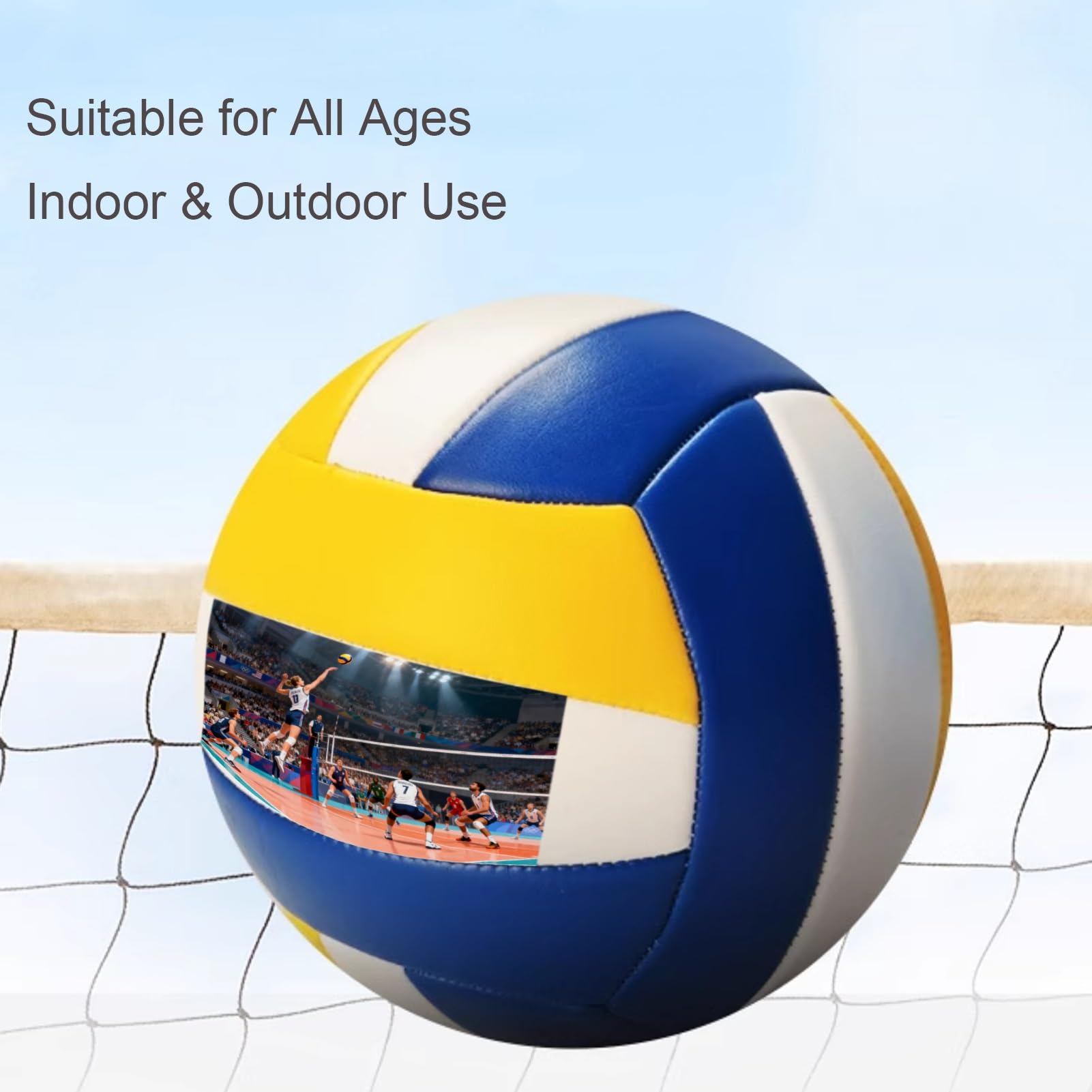 Ballons De Beach-Volley Personnalisés Souples, Taille Officielle 5 Ballon D'entraînement, PU Étanche Ballon De Volley avec Photo Texte pour Piscine Intérieure Et Extérieure(Red-Blue-Blue)