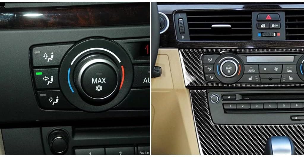 Custom Car Interior Carbon Fiber Central Control CD Multi-Function Button Frame Trim for BMW 3 Series E90 E92 E93 2005-2012(B style), Red
