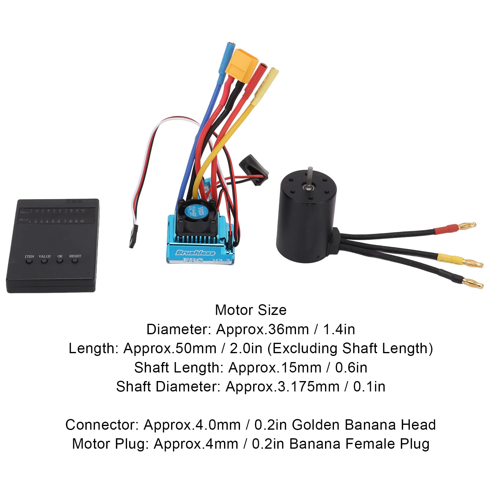 Dilwe Zestaw Silnika Bezszczotkowego 3650, Silnik Bezszczotkowy 3100KV ze Stopu Aluminium z 120A ESC i kartą Programowania, Konfiguracja XT60 2 do 4S dla 1 10 1 8 Kierowców Samochodów RC