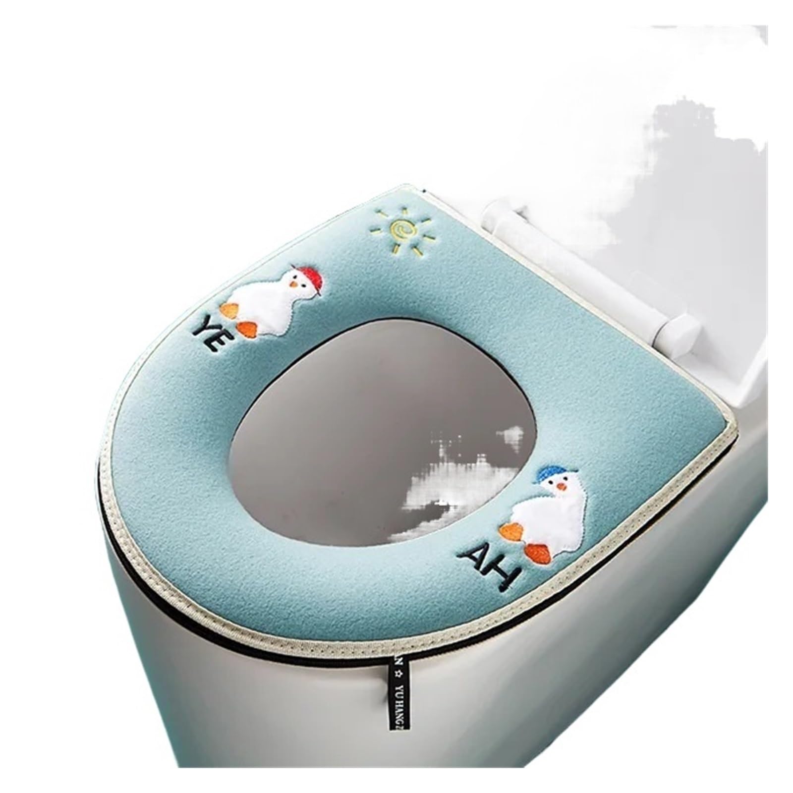 MZSKLW Padded Toilet Seat Toilet Cover Plush Seat Models Waterproof Universal Model Ring Washable Zipper Bathroom Mat Decorative(Color-12)