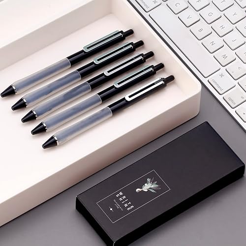 Miniatura 3 de Bolígrafos de gel de punta de aguja con agarre suave, bolígrafos de tinta de secado rápido, tinta negra de punta fina de 0.020in, barril negro, 5