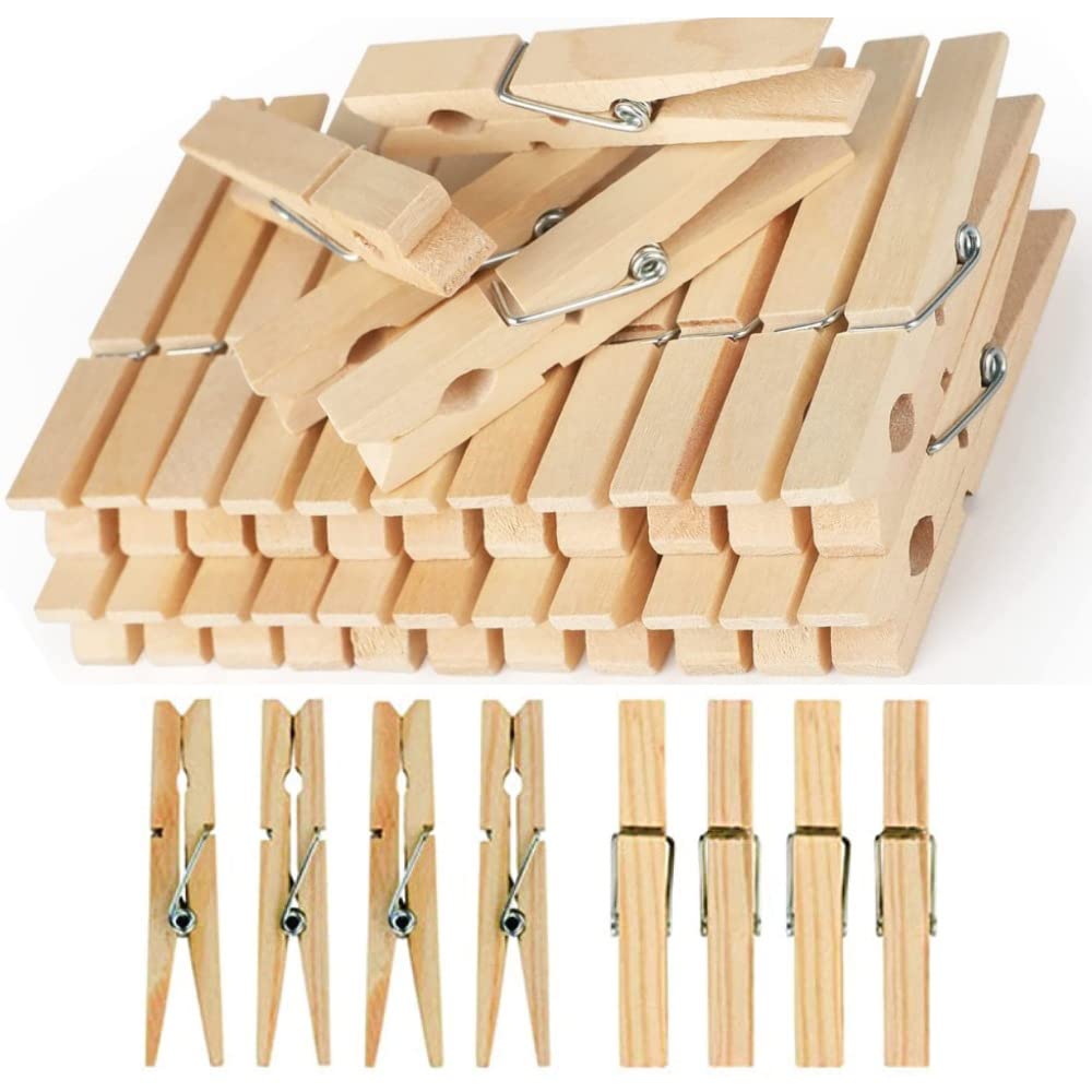 Click Me Beige Hardwood Clothes Pegs Wooden Clothe Clips Peg 100% Biodegradable And Compostable Wood Perfect For Art Craft And Laundry Fits Any Clothesline Clips (Pack Of 32) Natural Size 32