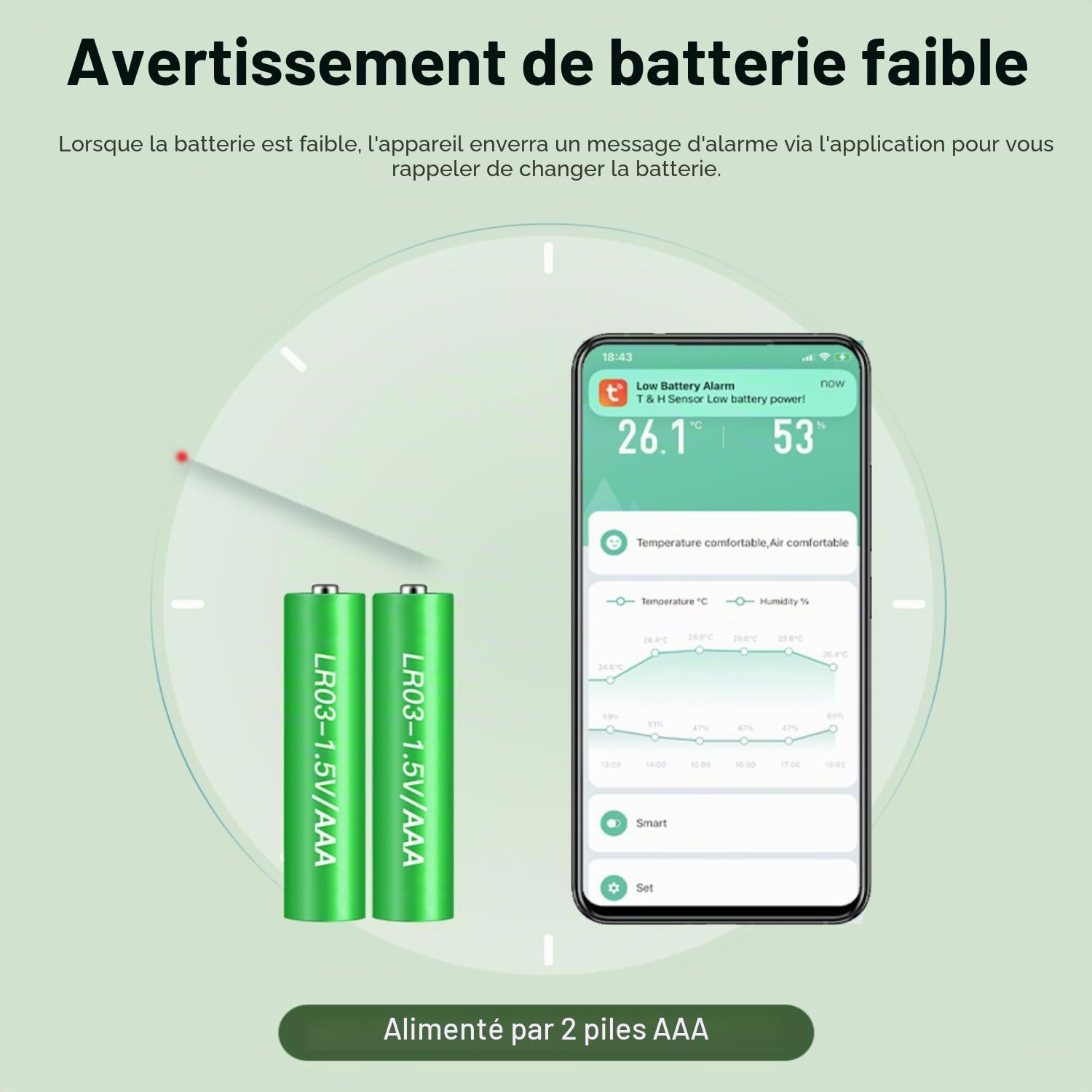 Thermomètre et Hygromètre Wi-Fi : Capteur de Température et d'Humidité Intelligent, Moniteur en Temps Réel, Notification par App, Capteur de Température Numérique pour Intérieur, Compatible avec Alexa