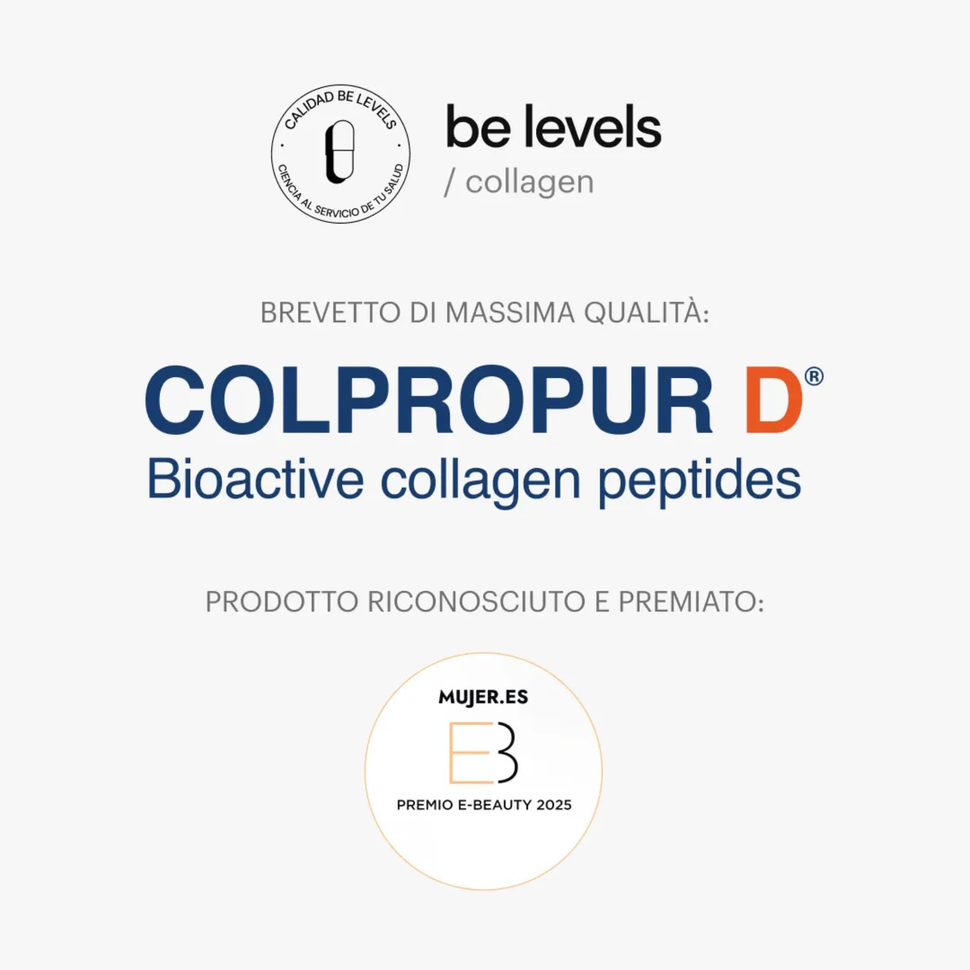 Collagene Idrolizzato Acido Ialuronico Vitamina C 360g be levels | Con peptidi di collagene Colpropur D®. Senza glutine e lattosio. Facile da sciogliere. 1 dose al giorno.