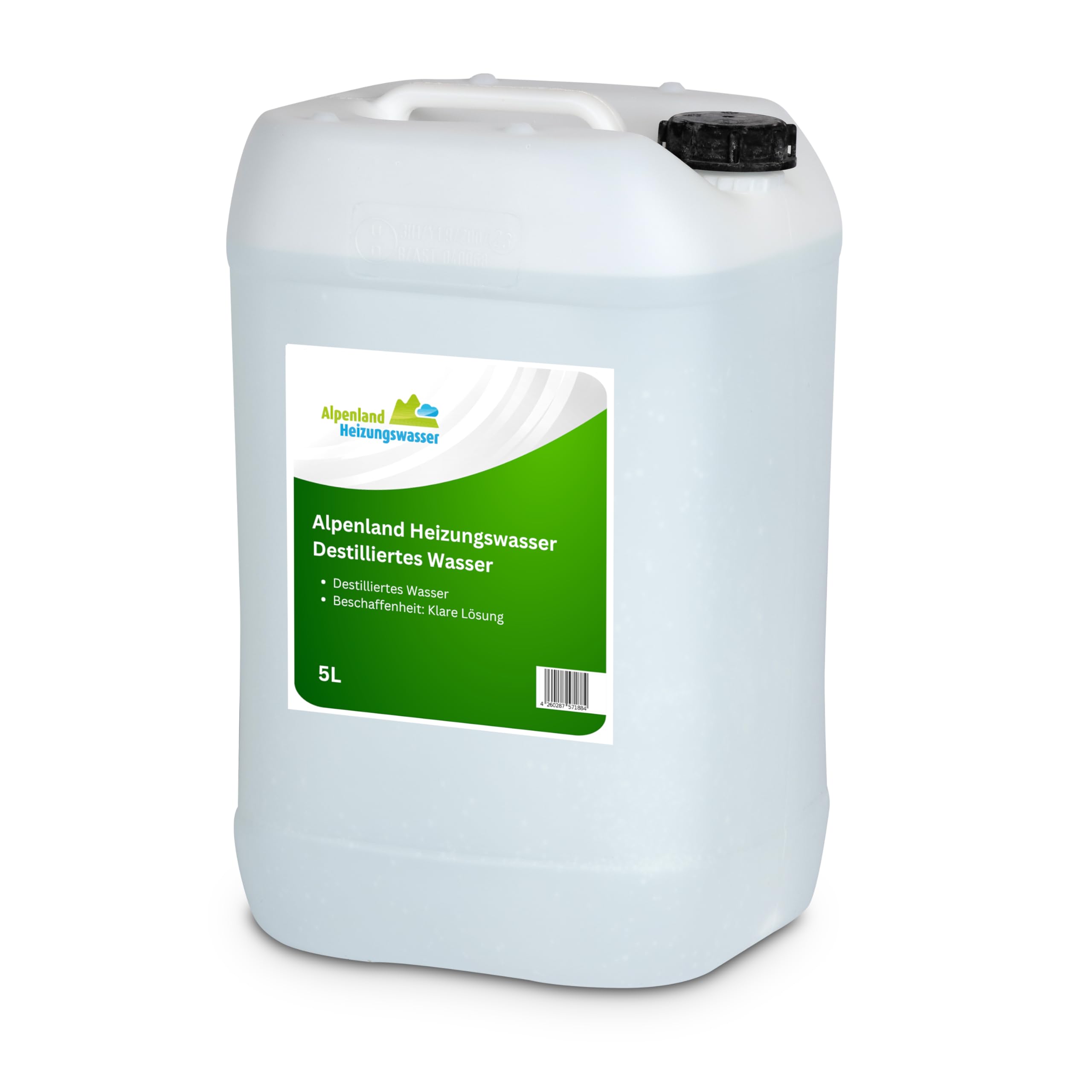 Alpenland Eau distillée | 5 litres | Eau distillée pour usage médical, laboratoire et aquariophilie | Alternative à l'eau osmosée | Eau sans calcaire pour fer à repasser, appareils CPAP et cosmétiques