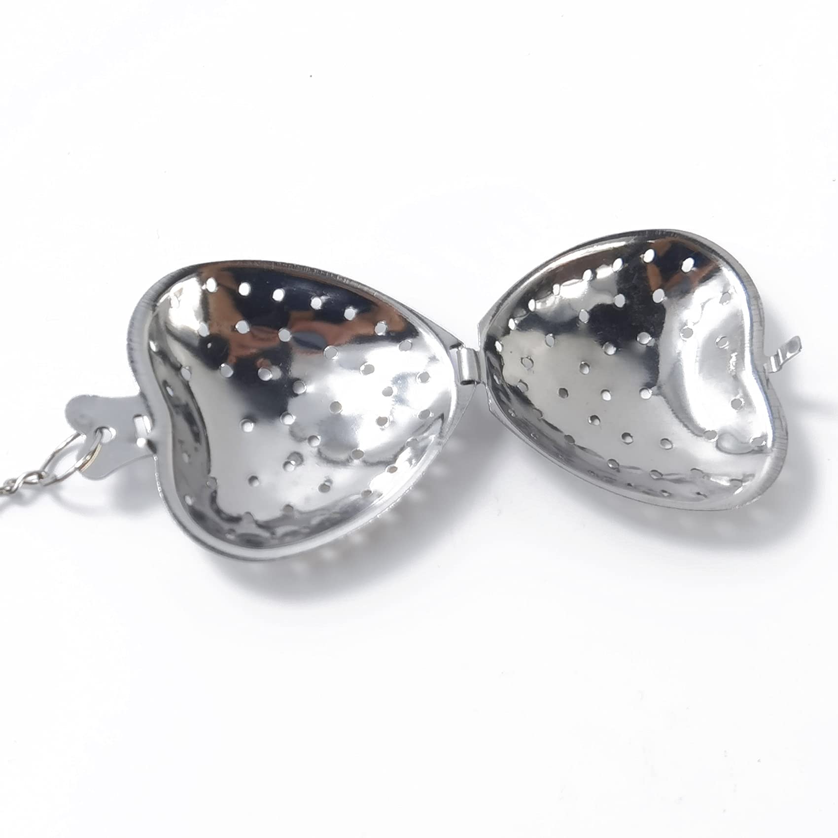 15-Piece Stainless Steel Heart Shaped Tea Ball Infusers - 1.5 Inch Tea Strainers With Chain Hook - View #3