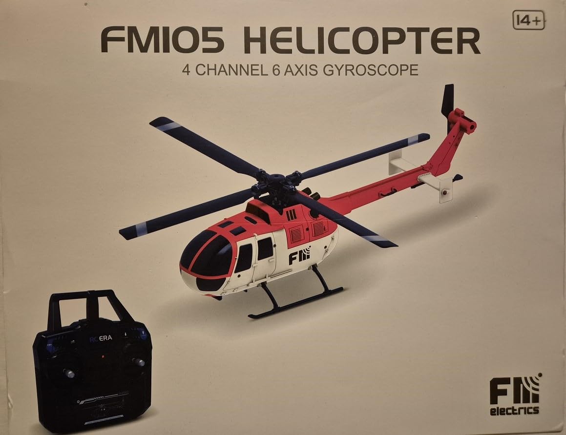 FM-Electrics BO-105 RC Helikopter C186 Rot-Weis Flybarless 6G 4-Kanal RTF 2,4GHz