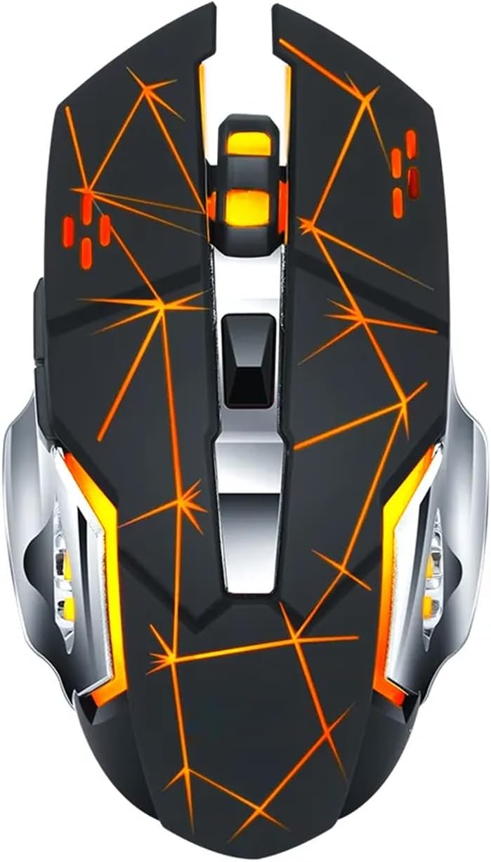 Mouse da gioco Bluetooth wireless ricaricabile 7 colori Arcobaleno RGB Respirazione Retroilluminato Regolabile 2400 DPI Grip ergonomico Cordless Silent Click Mouse per PC Mac e laptop (Star Black)