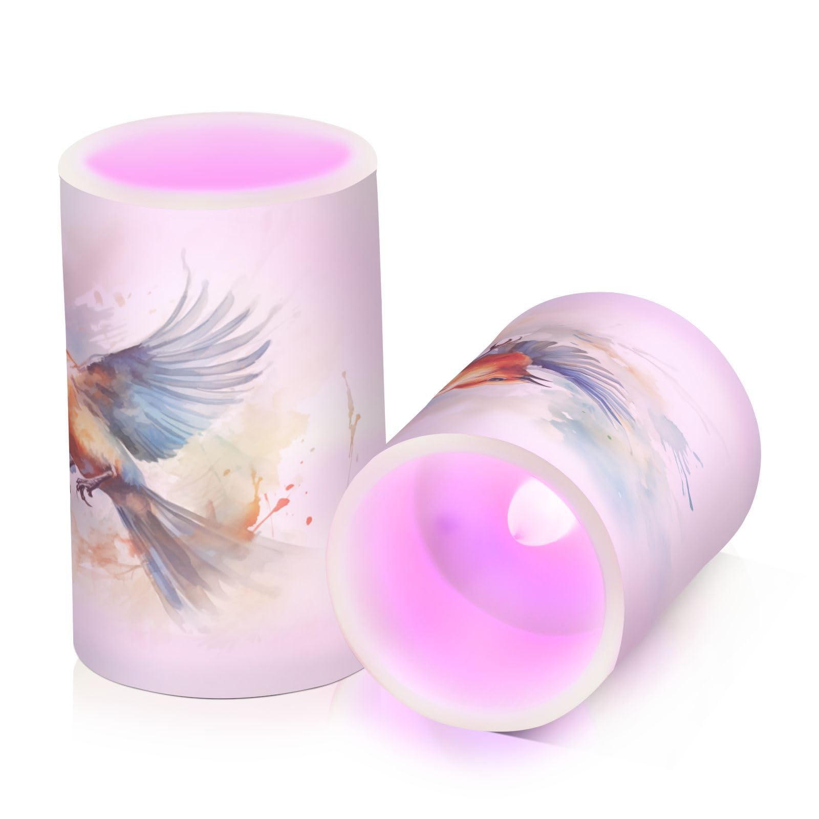 ALAZA 4086-bird Flickering Flameless Candles Battery Operated with Remote Timer,Tea Light Candles LED Pillar Votive Candles Set of 2 for Outdoor Indoor Decorations