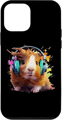 iPhone 12 mini auriculares acuarela divertido conejillo de indias lindo animal caso