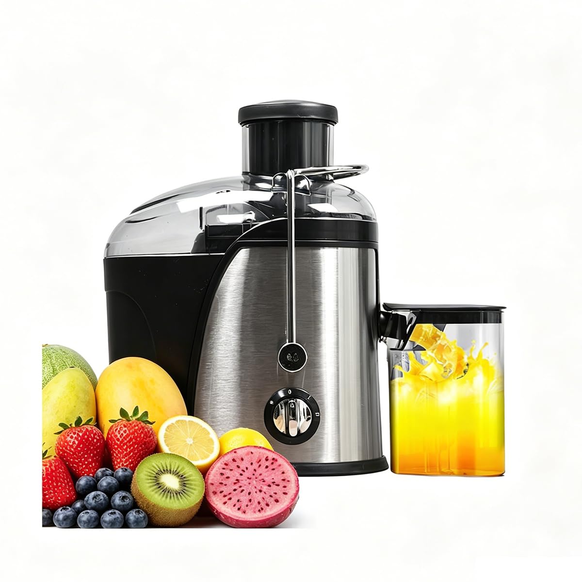 Centrifugadora extractor de zumo, para frutas y verduras, contenedor de pulpa de 1,5 l y recipiente de jugo de 400 ml, 22000 rpm, 2 ajustes, con cepillo de limpieza, fácil de limpiar, sin Bpa (A)